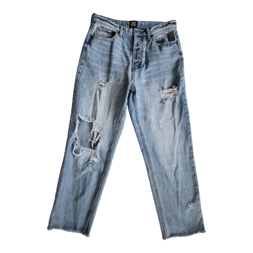 BDG Urban Outfitters Distressed Light-Wash Jeans Size 28 Button-Fly Raw Hem